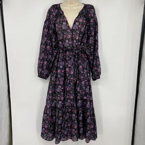 XIRENA Annieka Floral Print Long Dress black beauty Woman's size medium